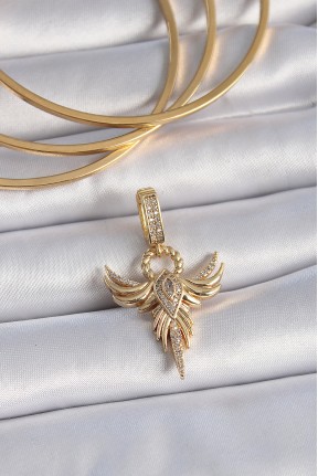 Pirinç Gold Renk Zirkon Taşlı Anka Kuşu Model Ajda Charm Pirinç Gold Renk Zirkon Taşlı Anka Kuşu Model Ajda Charm