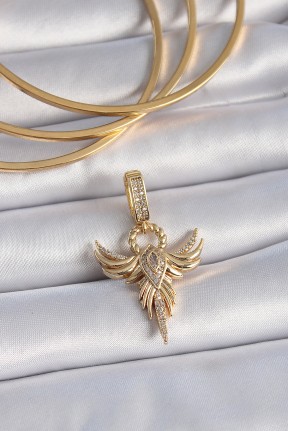 Pirinç Gold Renk Zirkon Taşlı Anka Kuşu Model Ajda Charm Pirinç Gold Renk Zirkon Taşlı Anka Kuşu Model Ajda Charm