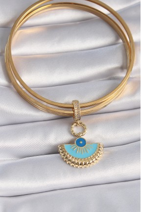 Pirinç Gold Renk Nazar Boncuklu Ajda Charm Pirinç Gold Renk Nazar Boncuklu Ajda Charm