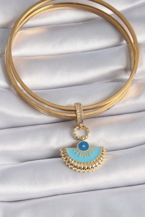 Pirinç Gold Renk Nazar Boncuklu Ajda Charm Pirinç Gold Renk Nazar Boncuklu Ajda Charm