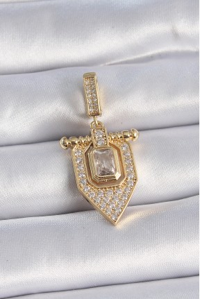 Pirinç Gold Renk Baget Zirkon Taşlı Ajda Charm Pirinç Gold Renk Baget Zirkon Taşlı Ajda Charm
