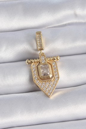 Pirinç Gold Renk Baget Zirkon Taşlı Ajda Charm Pirinç Gold Renk Baget Zirkon Taşlı Ajda Charm