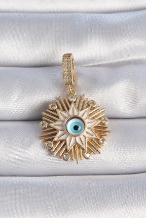 Pirinç Gold Renk Nazar Boncuklu Saçaklı Yıldız Figür Ajda Charm Pirinç Gold Renk Nazar Boncuklu Saçaklı Yıldız Figür Ajda Charm