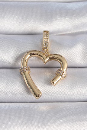 Pirinç Gold Renk Zirkon Taş Detaylı Kalp Figür Ajda Charm Pirinç Gold Renk Zirkon Taş Detaylı Kalp Figür Ajda Charm