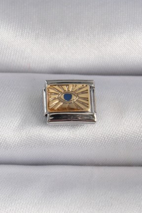 316l çelik Gümüş Renk Altın Göz İşlemeli Nomination Charm 316l çelik Gümüş Renk Altın Göz İşlemeli Nomination Charm