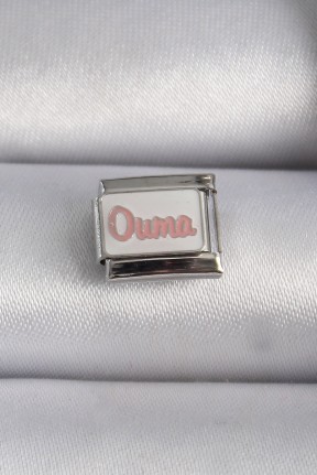316l çelik Gümüş Renk Beyaz Pembe Ouma İşlemeli Nomination Charm 316l çelik Gümüş Renk Beyaz Pembe Ouma İşlemeli Nomination Charm