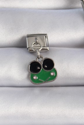 316l çelik Gümüş Renk Sallantılı Yeşil Kurbağa Figür Nomination Charm 316l çelik Gümüş Renk Sallantılı Yeşil Kurbağa Figür Nomination Charm