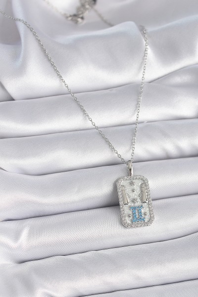 316l çelik Gümüş Renk Zincir İkizler Burcu Zirkon Taşlı Kadın Kolye 316l çelik Gümüş Renk Zincir İkizler Burcu Zirkon Taşlı Kadın Kolye