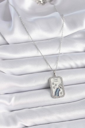 316l çelik Gümüş Renk Zincir Kova Burcu Zirkon Taşlı Kadın Kolye 316l çelik Gümüş Renk Zincir Kova Burcu Zirkon Taşlı Kadın Kolye