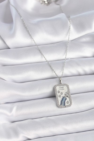 316l çelik Gümüş Renk Zincir Kova Burcu Zirkon Taşlı Kadın Kolye 316l çelik Gümüş Renk Zincir Kova Burcu Zirkon Taşlı Kadın Kolye