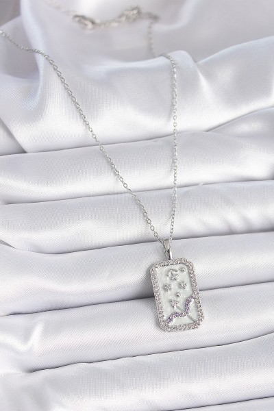 316l çelik Gümüş Renk Zincir Yay Burcu Zirkon Taşlı Kadın Kolye 316l çelik Gümüş Renk Zincir Yay Burcu Zirkon Taşlı Kadın Kolye