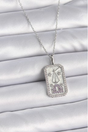 316l çelik Gümüş Renk Terazi Burcu Zirkon Taşlı Kadın Kolye 316l çelik Gümüş Renk Terazi Burcu Zirkon Taşlı Kadın Kolye