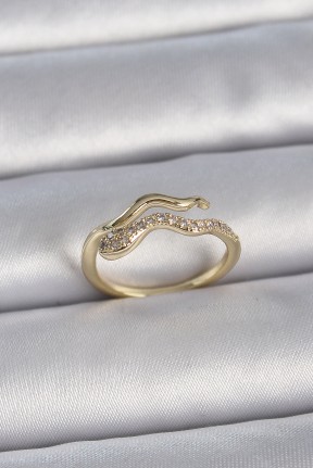 Pirinç Gold Renk Zirkon Taşlı Yılan Ayarlanabilir Model Kadın Yüzük Pirinç Gold Renk Zirkon Taşlı Yılan Ayarlanabilir Model Kadın Yüzük