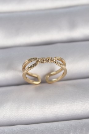 Pirinç Gold Renk Ayarlanabilir Zirkon Taşlı Sarmal Model Kadın Yüzük Pirinç Gold Renk Ayarlanabilir Zirkon Taşlı Sarmal Model Kadın Yüzük