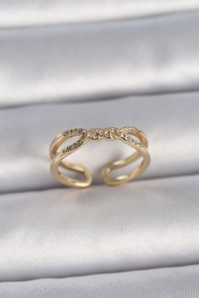 Pirinç Gold Renk Ayarlanabilir Zirkon Taşlı Sarmal Model Kadın Yüzük Pirinç Gold Renk Ayarlanabilir Zirkon Taşlı Sarmal Model Kadın Yüzük