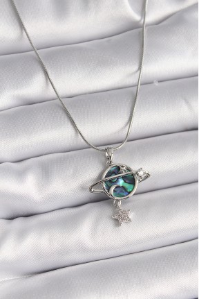 316l çelik Gümüş Renk Zincir Zirkon Taşlı Gezegen Model Kadın Kolye 316l çelik Gümüş Renk Zincir Zirkon Taşlı Gezegen Model Kadın Kolye