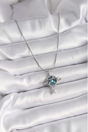 316l çelik Gümüş Renk Zincir Zirkon Taşlı Gezegen Model Kadın Kolye 316l çelik Gümüş Renk Zincir Zirkon Taşlı Gezegen Model Kadın Kolye