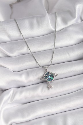 316l çelik Gümüş Renk Zincir Zirkon Taşlı Gezegen Model Kadın Kolye 316l çelik Gümüş Renk Zincir Zirkon Taşlı Gezegen Model Kadın Kolye