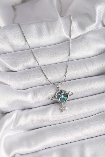 316l çelik Gümüş Renk Zincir Zirkon Taşlı Gezegen Model Kadın Kolye 316l çelik Gümüş Renk Zincir Zirkon Taşlı Gezegen Model Kadın Kolye