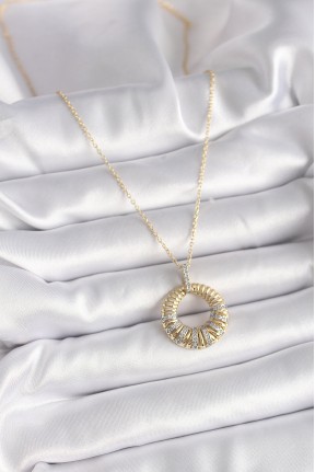 316l çelik Gold Renk Zincir Gümüş Zirkon Taşlı Daire Model Kadın Kolye 316l çelik Gold Renk Zincir Gümüş Zirkon Taşlı Daire Model Kadın Kolye