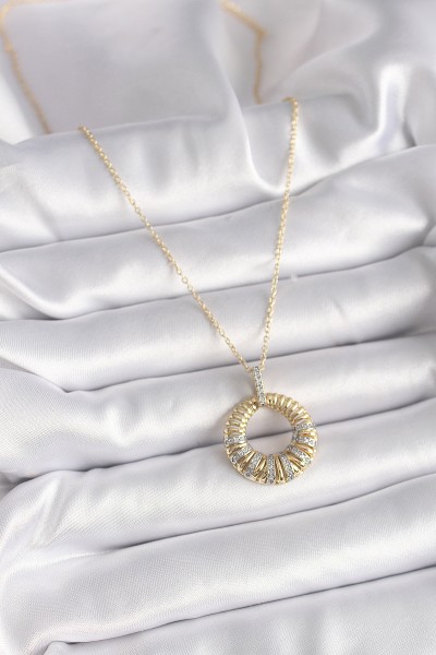 316l çelik Gold Renk Zincir Gümüş Zirkon Taşlı Daire Model Kadın Kolye 316l çelik Gold Renk Zincir Gümüş Zirkon Taşlı Daire Model Kadın Kolye