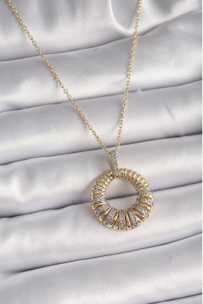 316l çelik Gold Renk Zincir Gümüş Zirkon Taşlı Daire Model Kadın Kolye 316l çelik Gold Renk Zincir Gümüş Zirkon Taşlı Daire Model Kadın Kolye