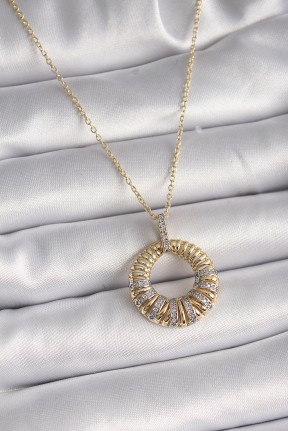 316l çelik Gold Renk Zincir Gümüş Zirkon Taşlı Daire Model Kadın Kolye 316l çelik Gold Renk Zincir Gümüş Zirkon Taşlı Daire Model Kadın Kolye