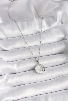 316l çelik Gümüş Renk Zincir Beyaz Sedefli Gün Batımı Model Kadın Kolye 316l çelik Gümüş Renk Zincir Beyaz Sedefli Gün Batımı Model Kadın Kolye
