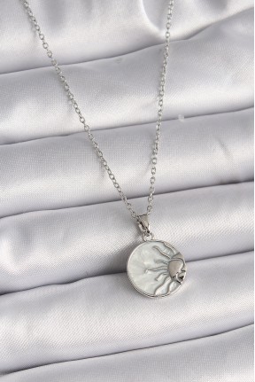 316l çelik Gümüş Renk Zincir Beyaz Sedefli Gün Batımı Model Kadın Kolye 316l çelik Gümüş Renk Zincir Beyaz Sedefli Gün Batımı Model Kadın Kolye