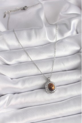 316l çelik Gümüş Renk Zincir Kehribar Boncuk Model Kadın Kolye 316l çelik Gümüş Renk Zincir Kehribar Boncuk Model Kadın Kolye