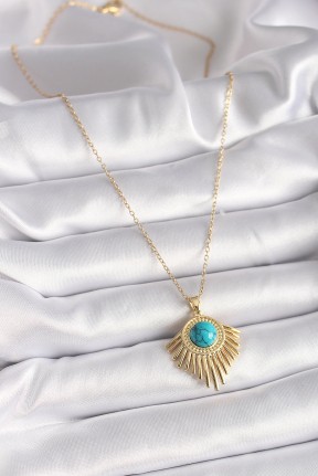 316l çelik Gold Renk Zincir Mavi Boncuk Güneş Model Kadın Kolye 316l çelik Gold Renk Zincir Mavi Boncuk Güneş Model Kadın Kolye