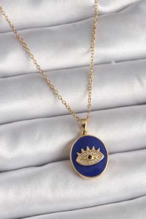 316l çelik Gold Renk Zincir Mavi Mineli Zirkon Taşlı Göz İşleme Kadın Kolye 316l çelik Gold Renk Zincir Mavi Mineli Zirkon Taşlı Göz İşleme Kadın Kolye