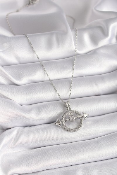 316l çelik Gümüş Renk Zincir Zirkon Taşlı Halka Model Kadın Kolye 316l çelik Gümüş Renk Zincir Zirkon Taşlı Halka Model Kadın Kolye