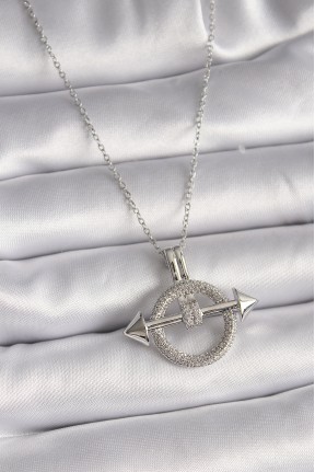 316l çelik Gümüş Renk Zincir Zirkon Taşlı Halka Model Kadın Kolye 316l çelik Gümüş Renk Zincir Zirkon Taşlı Halka Model Kadın Kolye