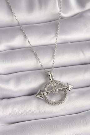 316l çelik Gümüş Renk Zincir Zirkon Taşlı Halka Model Kadın Kolye 316l çelik Gümüş Renk Zincir Zirkon Taşlı Halka Model Kadın Kolye