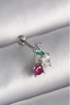 316l çelik Gümüş Renk Zirkon Taşlı Tragus Piercing 316l çelik Gümüş Renk Zirkon Taşlı Tragus Piercing