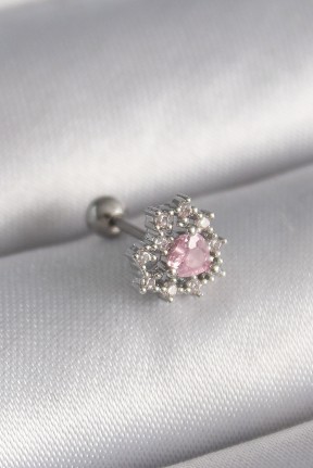 316l çelik Gümüş Renk Zirkon Taşlı Kalp Tragus Piercing 316l çelik Gümüş Renk Zirkon Taşlı Kalp Tragus Piercing