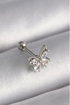 316l çelik Gümüş Renk Zirkon Taşlı Kelebek Tragus Piercing 316l çelik Gümüş Renk Zirkon Taşlı Kelebek Tragus Piercing