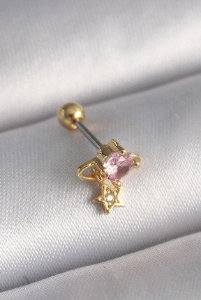 316l çelik Gold Renk Pembe Zirkon Taşlı Sallantı Yıldız Detay Tragus Piercing 316l çelik Gold Renk Pembe Zirkon Taşlı Sallantı Yıldız Detay Tragus Piercing
