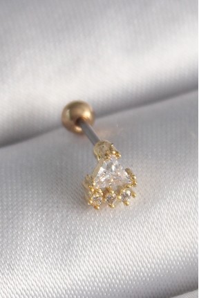 316l çelik Gold Renk üçgen Zirkon Taşlı Tragus Piercing 316l çelik Gold Renk üçgen Zirkon Taşlı Tragus Piercing