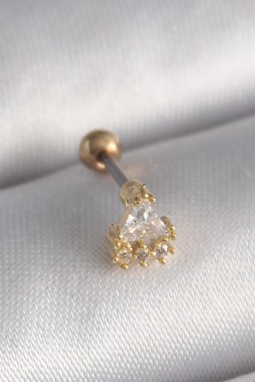 316l çelik Gold Renk üçgen Zirkon Taşlı Tragus Piercing 316l çelik Gold Renk üçgen Zirkon Taşlı Tragus Piercing