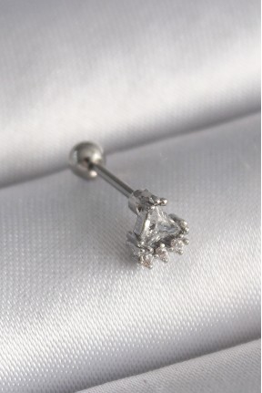 316l çelik Gümüş Renk üçgen Zirkon Taşlı Tragus Piercing 316l çelik Gümüş Renk üçgen Zirkon Taşlı Tragus Piercing