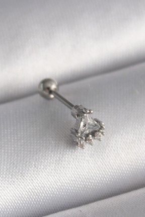 316l çelik Gümüş Renk üçgen Zirkon Taşlı Tragus Piercing 316l çelik Gümüş Renk üçgen Zirkon Taşlı Tragus Piercing