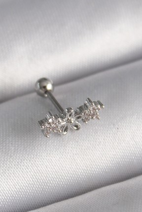 316l çelik Gümüş Renk Zirkon Taşlı çiçek Tragus Piercing 316l çelik Gümüş Renk Zirkon Taşlı çiçek Tragus Piercing