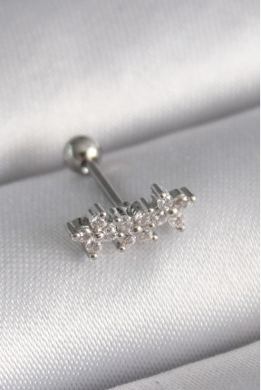 316l çelik Gümüş Renk Zirkon Taşlı Yonca Tragus Piercing 316l çelik Gümüş Renk Zirkon Taşlı Yonca Tragus Piercing