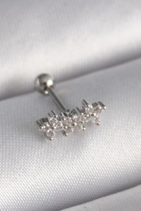 316l çelik Gümüş Renk Zirkon Taşlı Yonca Tragus Piercing 316l çelik Gümüş Renk Zirkon Taşlı Yonca Tragus Piercing