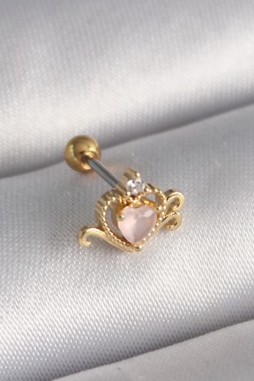 316l çelik Gold Renk Pembe Mineli Kalp Zirkon Taş Detay Tragus Piercing 316l çelik Gold Renk Pembe Mineli Kalp Zirkon Taş Detay Tragus Piercing