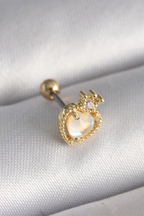 316l çelik Gold Renk Beyaz Mineli Kalp Zirkon Taş Detaylı Taç Tragus Piercing 316l çelik Gold Renk Beyaz Mineli Kalp Zirkon Taş Detaylı Taç Tragus Piercing