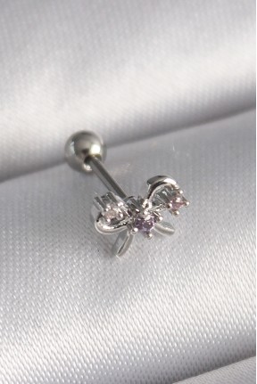 316l çelik Gümüş Renk Zirkon Taşlı Kurdele Tragus Piercing 316l çelik Gümüş Renk Zirkon Taşlı Kurdele Tragus Piercing