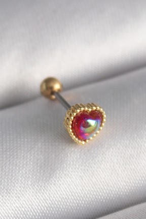 316l çelik Gold Renk Kırmızı Mineli Kalp Tragus Piercing 316l çelik Gold Renk Kırmızı Mineli Kalp Tragus Piercing